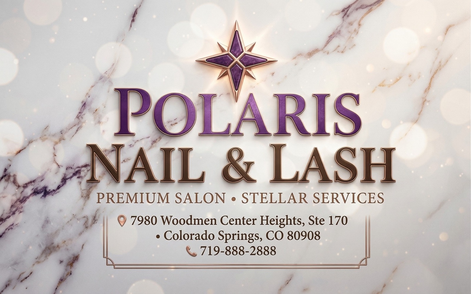 Polaris Nail & Lash salon branding sign